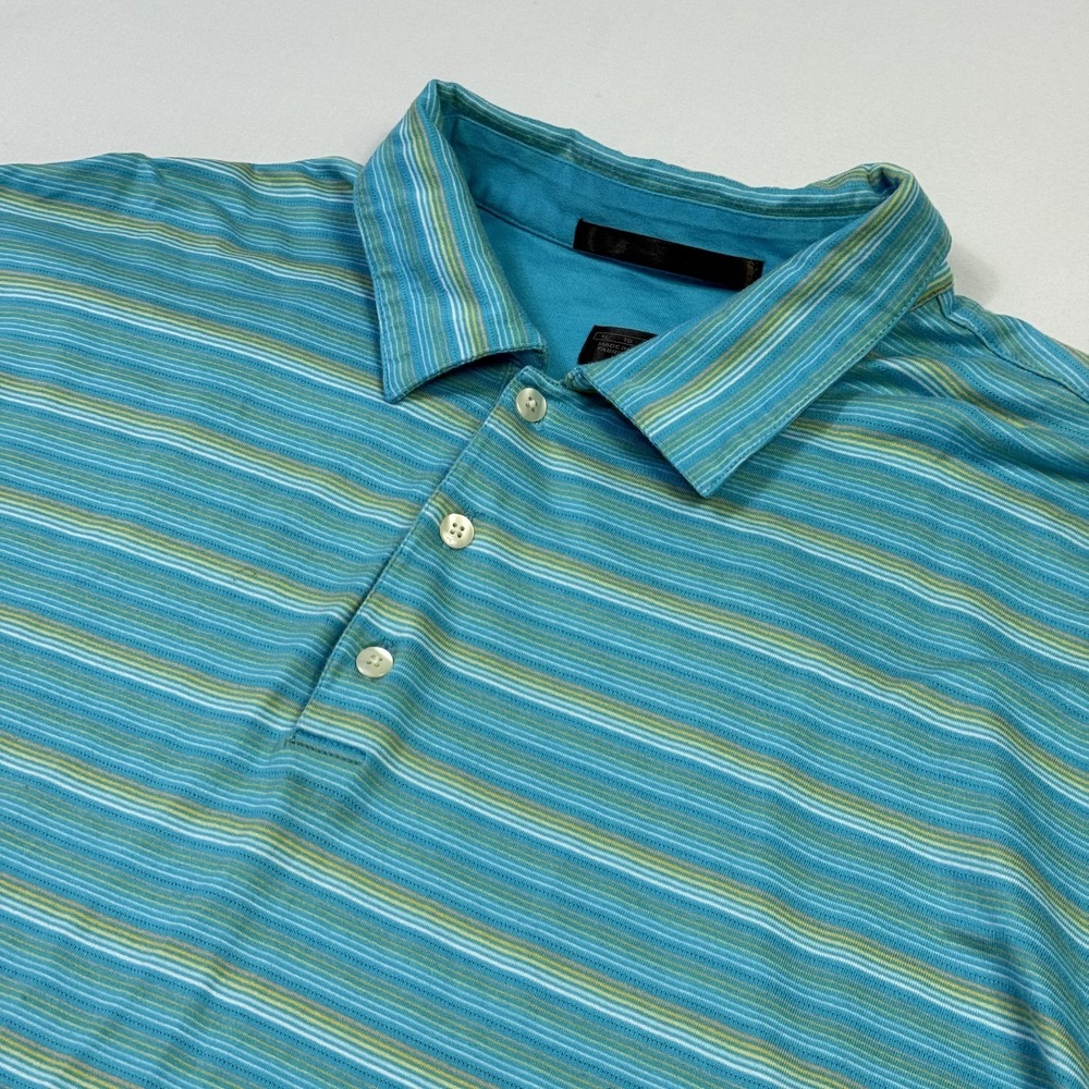 Nike Tiger Woods Polo Shirt Mens XL Blue Striped Cotton‎ Golf Casual Jersey